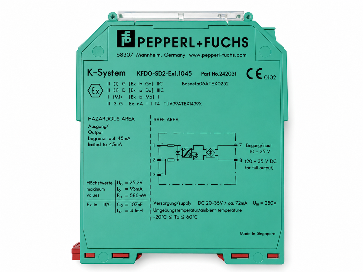 Pepperl+Fuchs KFD0-SD2-Ex1.1045 Solenoid Driver 242031 20-35V DC 45mA