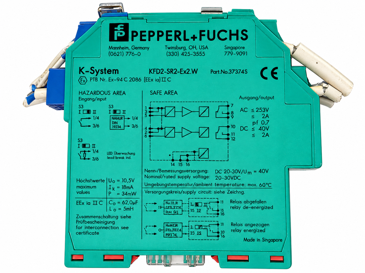 Pepperl+Fuchs KFD2-SR2-Ex2.W K-System 2-Channel Switch Amplifier 37374S 24V DC
